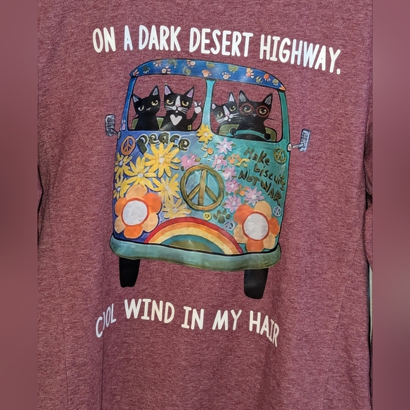 LILICLOTH  Cat long Sleeve Shirt "On a Dark Desert Highway" Size Large - Picture 3 of 7